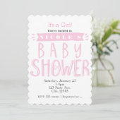 BABY SHOWER WHITE & Pink Its a Girl招待状 招待状 (スタンド正面)