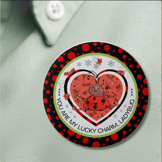 Baby Shower Winner Lucky Charm Ladybug 缶バッジ