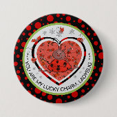 Baby Shower Winner Lucky Charm Ladybug 缶バッジ (正面)