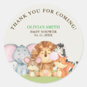 Baby shower with jungle animals theme ラウンドシール (正面)