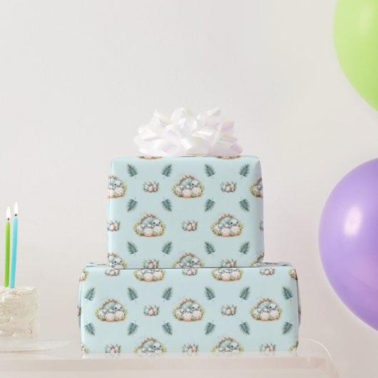 Baby Shower Wrapping Paper Baby Dinosaur Pattern ラッピングペーパー (パーティーギフト)