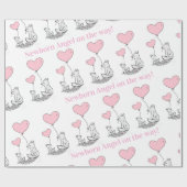 Baby Shower Wrapping Paper Foxy Pink  Hearts ラッピングペーパー (フラット)