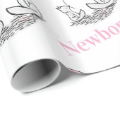 Baby Shower Wrapping Paper Foxy Pink  Hearts ラッピングペーパー (ロールコーナー)