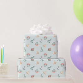 Baby Shower Wrapping Paper Mixed Dinosaur Pattern ラッピングペーパー