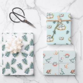 Baby Shower Wrapping Paper Set Dinosaur Dino Mite  ラッピングペーパーシート