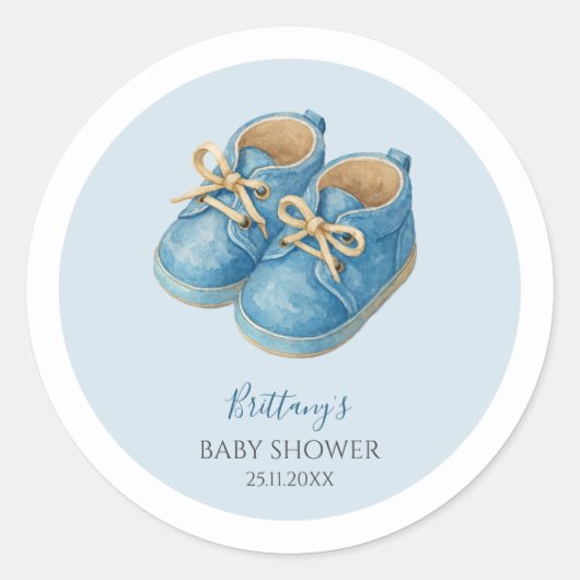 Baby Sneakers Baby Shower Minimalist Sports ラウンドシール (正面)