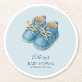 Baby Sneakers Sports Baby Shower  ラウンドペーパーコースター (正面)