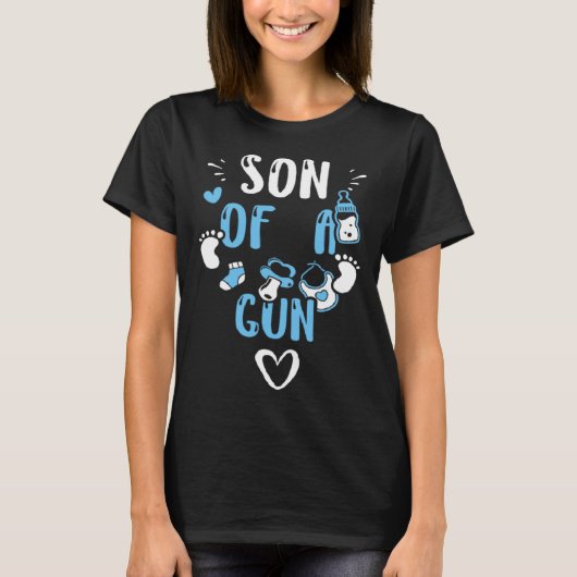Baby Son of a Gun Baby Boy Sayings Tシャツ (正面)