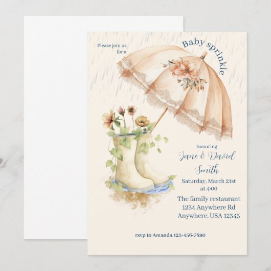 Baby Sprinkle 招待状 (正面/裏面)