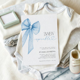 Baby Sprinkle Blue Bow Baby Shower Invitation 招待状