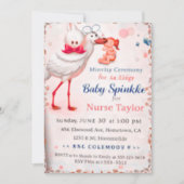 Baby Sprinkle Invitation for Nurse Mom, Cute Stork 招待状 (正面)