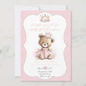 Baby Sprinkle Invitation Teddy Bear Princess 招待状 (正面)