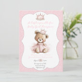 Baby Sprinkle Invitation Teddy Bear Princess 招待状 (スタンド正面)