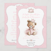 Baby Sprinkle Invitation Teddy Bear Princess 招待状 (正面/裏面)