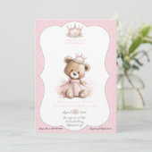 Baby Sprinkle Invitation Teddy Bear Princess 招待状 (スタンド正面)