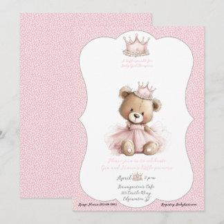 Baby Sprinkle Invitation Teddy Bear Princess 招待状