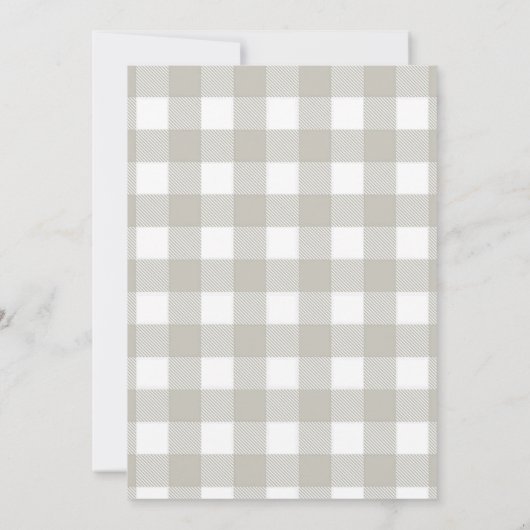 Baby Sprinkle Sage Gingham Floral Bow Invitation  招待状 (裏面)