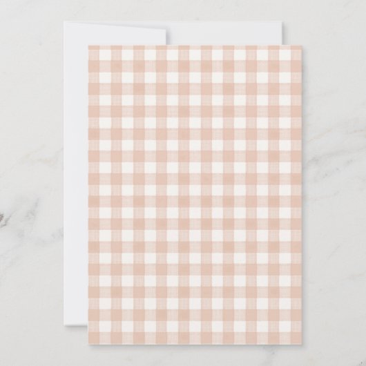 Baby Sprinkle Wildflower Neutral Gingham 招待状 (裏面)