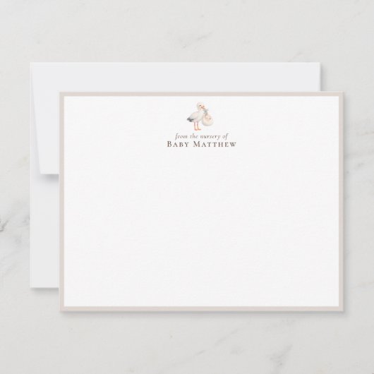Baby Stork Nursery Flat Note Card ノートカード (正面)