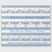 Baby Stork Wrapping Paper Blue & White Stripe ラッピングペーパー (フラット)