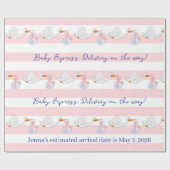 Baby Stork Wrapping Paper Pink & White Stripe  ラッピングペーパー (フラット)