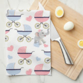Baby Stroller Elephant Kitchen Hand Towel  キッチンタオル (四つ折り)