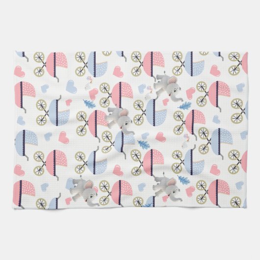 Baby Stroller Elephant Kitchen Hand Towel  キッチンタオル (横)