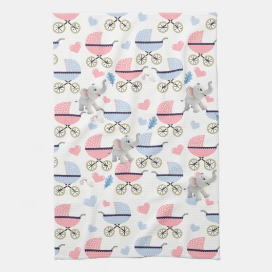 Baby Stroller Elephant Kitchen Hand Towel  キッチンタオル (縦)