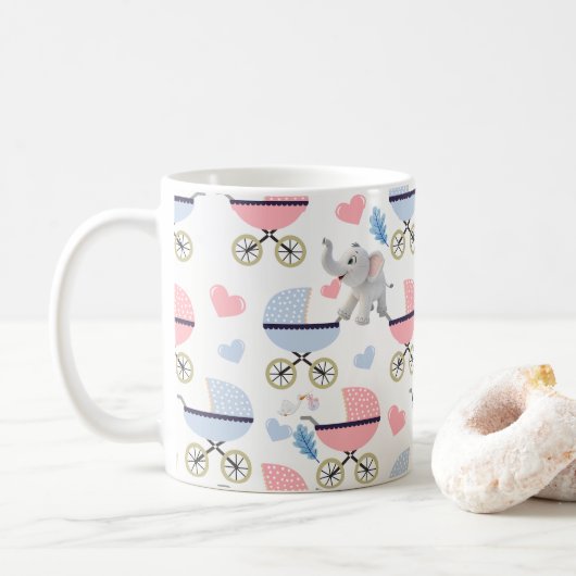 Baby Stroller Twins Elephant Hearts Coffee Mugs  コーヒーマグカップ (ドーナツ)