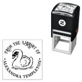 Baby Swan with Bamboo Library Book Name セルフインキングスタンプ (インサイチュ)