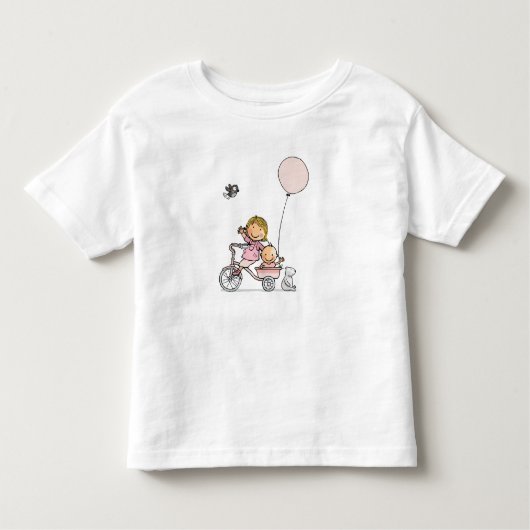 Baby t-shirt met kindjes op driewieler トドラーTシャツ (正面)