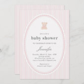 Baby Teddy bear Baby shower Invitation_Pink 招待状 (正面/裏面)