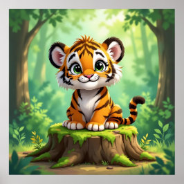 Baby Tiger | Cute Cartoon Kid's Nursery Art ポスター