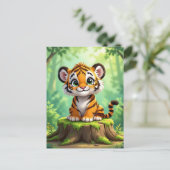 Baby Tiger | Cute Cartoon Kid's Nursery Art ポストカード (スタンド正面)