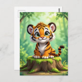 Baby Tiger | Cute Cartoon Kid's Nursery Art ポストカード (正面/裏面)