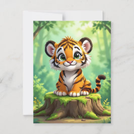 Baby Tiger | Cute Cartoon Kid's Nursery Art ポストカード