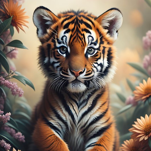 Baby tiger in the wildflowers v4 薄葉紙