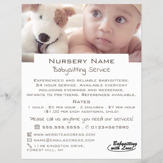 Baby & Toy Dog Babysitter, Daycare, Nursery Advert チラシ (正面)
