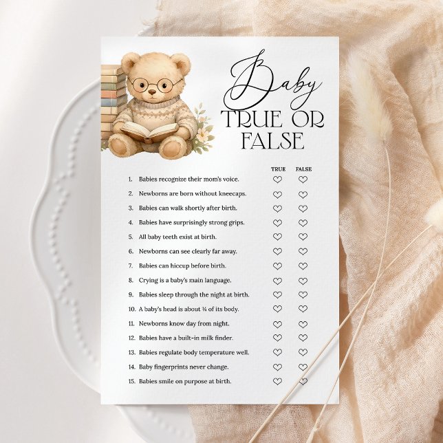 Baby True or False Bear Baby Shower Trivia Game (クリエイターアップロード済み)
