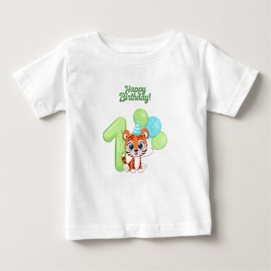 Baby Tshirt - First Birthday Baby ベビーTシャツ (正面)