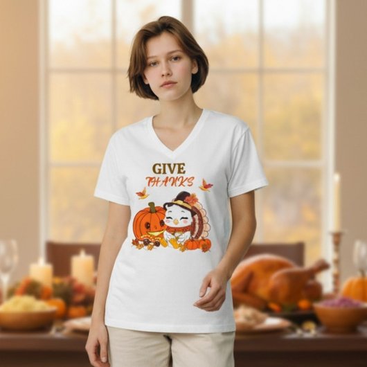 Baby Turkey And Pumpkin Celebrating Thanksgiving  Tシャツ