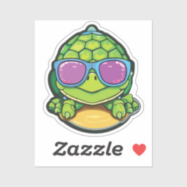 Baby Turtle Sticker with Glasses - Kawaii Waterpro シール