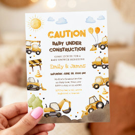 Baby Under Construction Trucks Baby Couples Shower 招待状