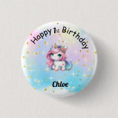 Baby Unicorn Birthday Button 缶バッジ (正面)