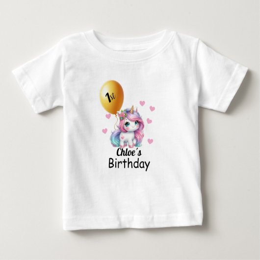 Baby Unicorn Birthday Shirt, ベビーTシャツ (正面)