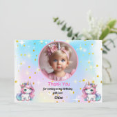 Baby Unicorn Birthday Thank You Cards! サンキューカード (スタンド正面)