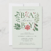 Baby Winter Blooms Classy Botanical Baby Shower 招待状 (正面)
