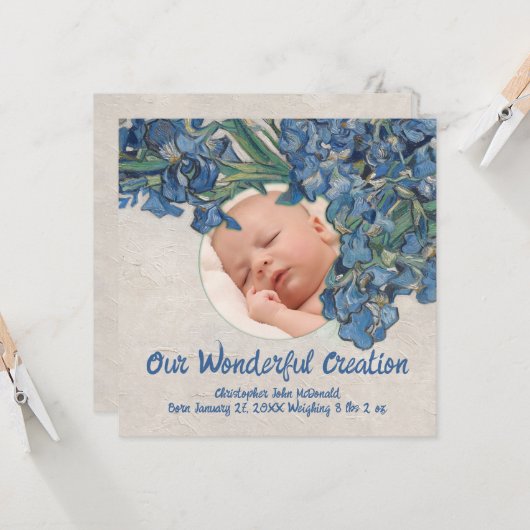 Baby With Van Gogh Irises Card カード (正面/裏面インサイチュ)