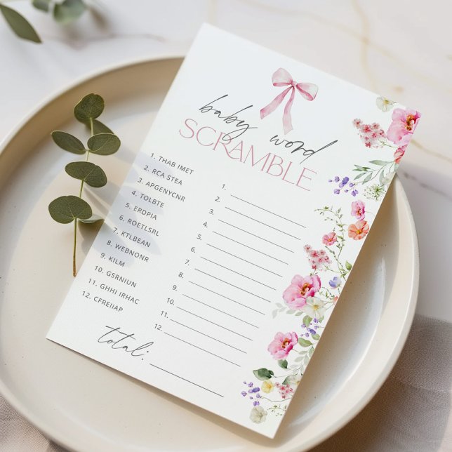Baby word Scramble Bow Floral baby shower game (クリエイターアップロード済み)