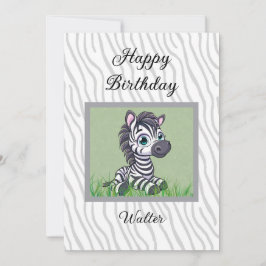 Baby Zebra birthday card for child カード